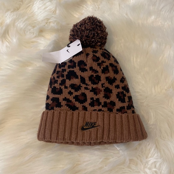 Nike Accessories - NIKE brown cheetah beanie